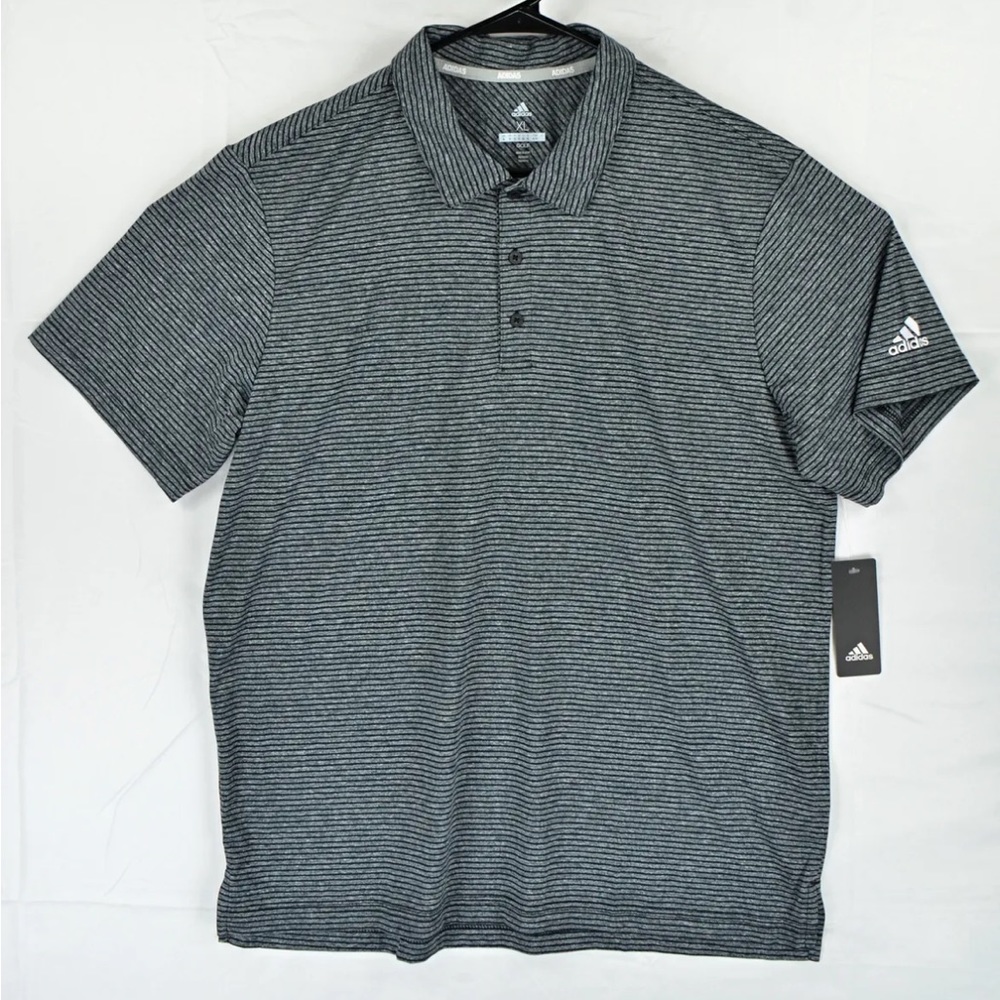 NWT ADIDAS Men's Golf Polo Shirt BLACK FEEDER STRIPE